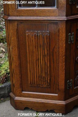 Image 24 of OLD CHARM LIGHT OAK CANTED CHINA DISPLAY CABINET STAND UNIT