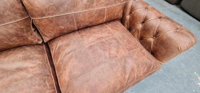 Image 6 of Vintage brown leather 3 seater chesterfield sofa