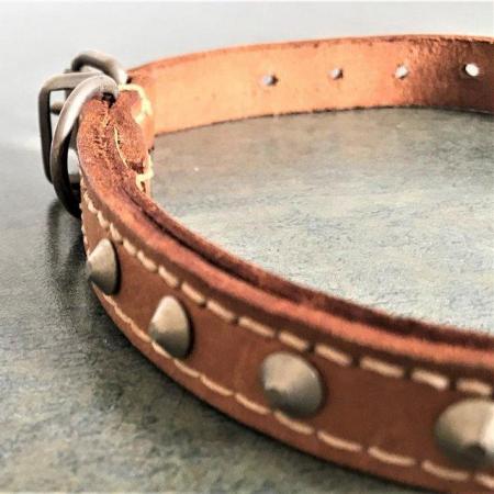 Image 2 of Leather studded dog collar. Approx 27-33cms x 1cm. Can post.