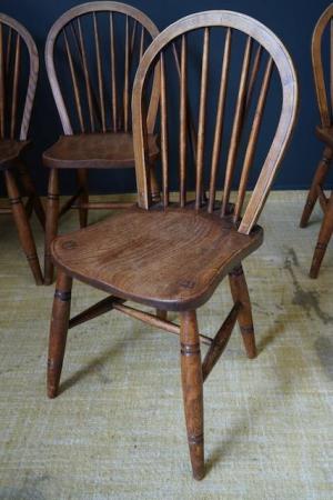 Image 9 of L. Victorian 4 Hoop Back Windsor Farmhouse Elm Dining Chairs