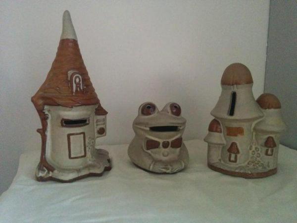 Image 1 of Shelf Pottery money Boxes dating from mid 1980's.