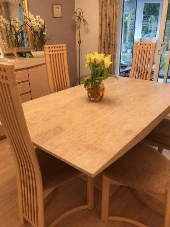 Image 3 of Marble topped dining table and sideboard and 8 chairs