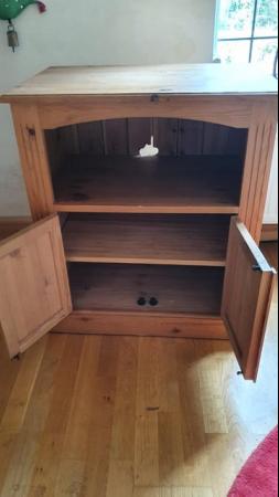 Image 2 of Solid pine tv unit with cupboard