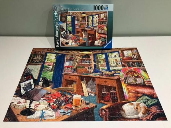 Image 1 of Ravensburger 1000 piece jigsaw titled The Man Cave.