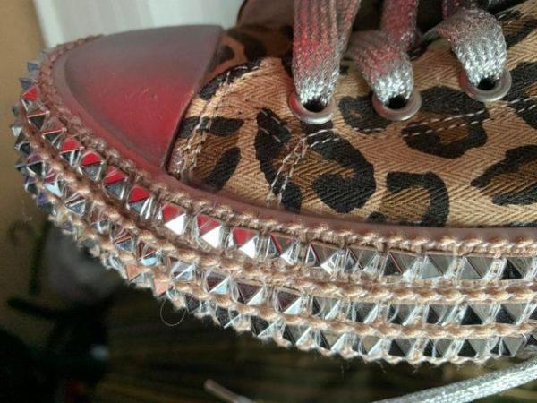 Image 2 of Leopard print studded trainers