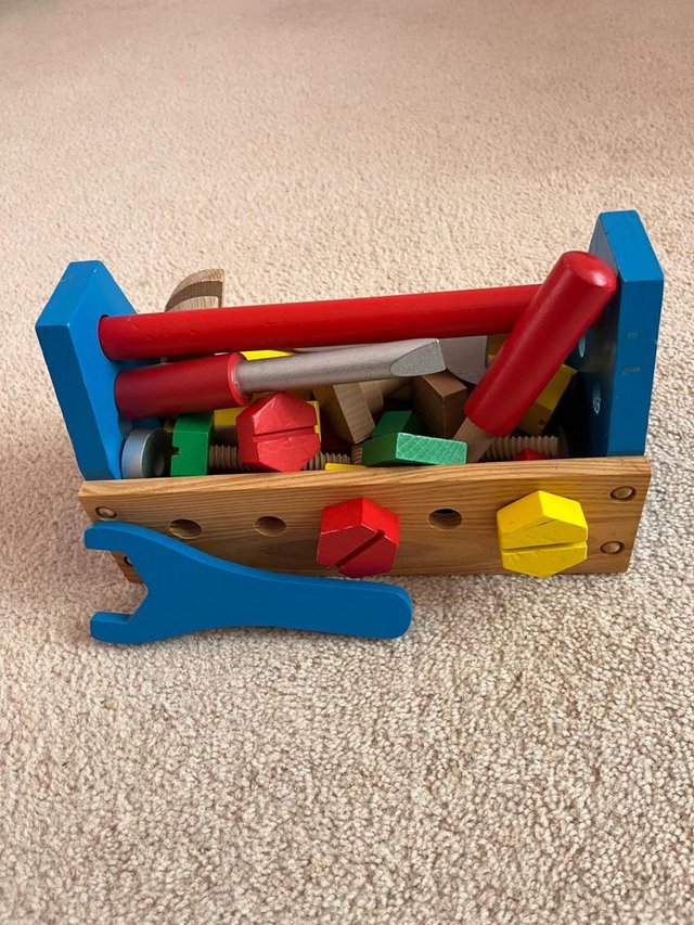 Preview of the first image of Childs Wooden Tool Box with Tools.