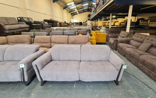 Image 8 of Packham grey fabric electric recliner pair of 3 seater sofas