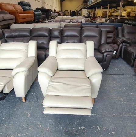 Image 2 of La-z-boy Madison ivory leather electric recliner 2 armchairs