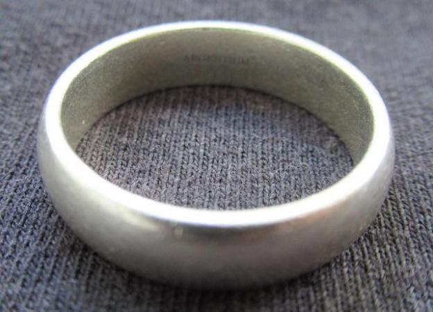 Image 1 of Heavy Argentium Men's Band Silver Ring. Size 'U'