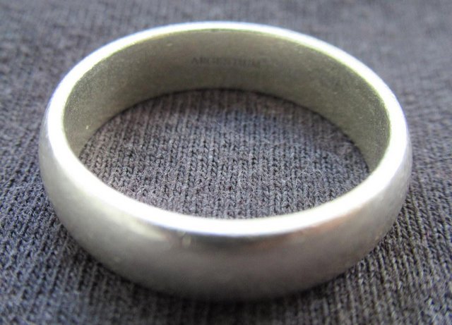 Preview of the first image of Heavy Argentium Men's Band Silver Ring. Size 'U'.