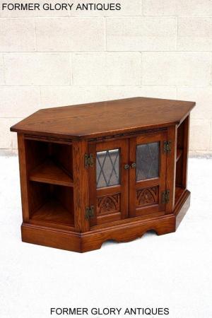Image 34 of AN OLD CHARM LIGHT OAK CORNER TV DVD CD CABINET STAND TABLE