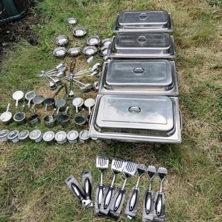 Image 1 of Chafing Dishes/Gels + Holders/ Spoons/ Bowls ++++