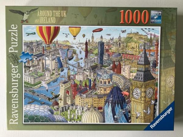 Image 2 of Ravensburger1000 piece jigsaw titled Around the UK & Ireland