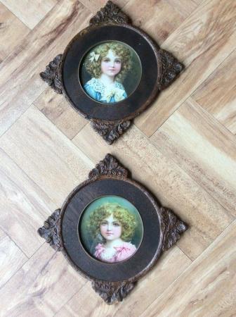 Image 1 of A pair of very pretty Victorian pictures of girl.
