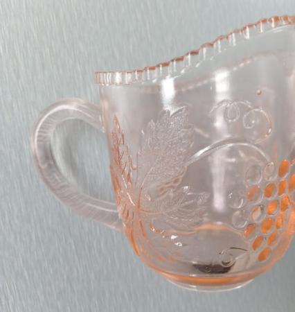 Image 5 of A Small Vintage Glass Jug with Orange Hues.  Height 3.1/2".