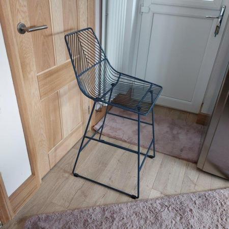 Image 1 of Dunelm navy blue bar stool in excellent condition
