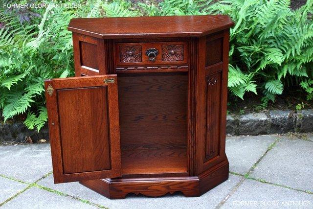 Image 48 of OLD CHARM TUDOR OAK CANTED HALL TABLE CABINET CUPBOARD STAND