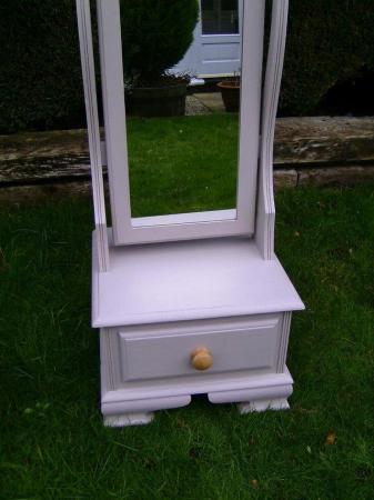 Image 2 of Large wooden cheval swivel mirror with drawer