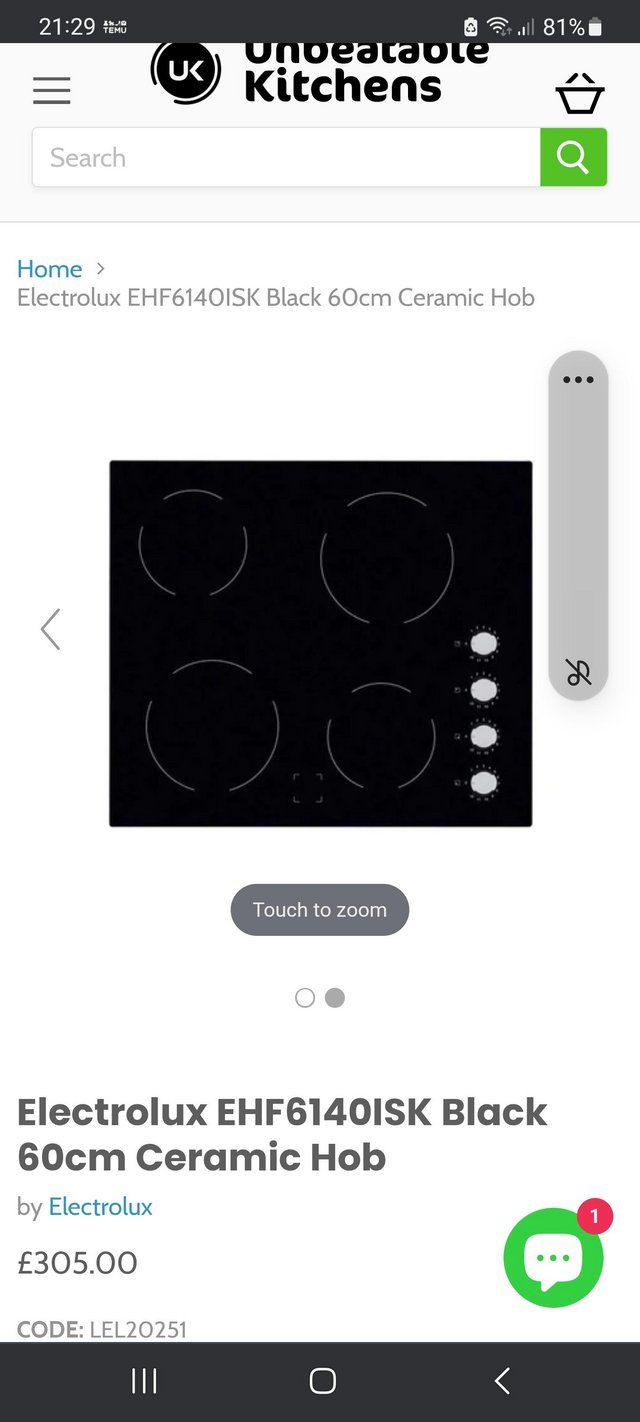 Preview of the first image of Black Electrolux ceramic hob.