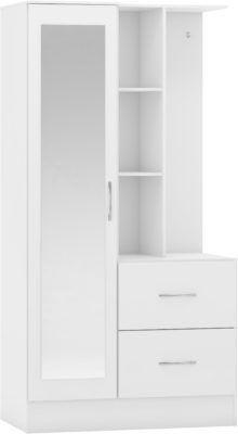 Preview of the first image of NEVADA MIRRORED OPEN SHELF WARDROBE IN WHITE GLOSS.
