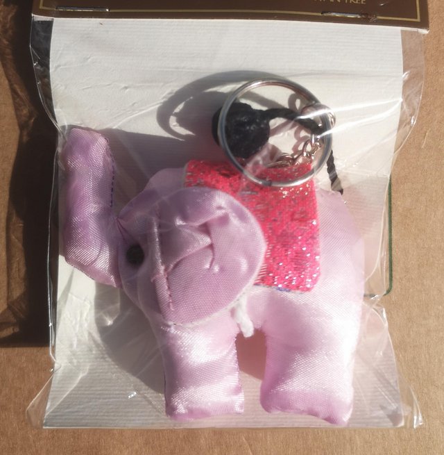 Preview of the first image of Cute silk elephant keyring from Thailand, rare.