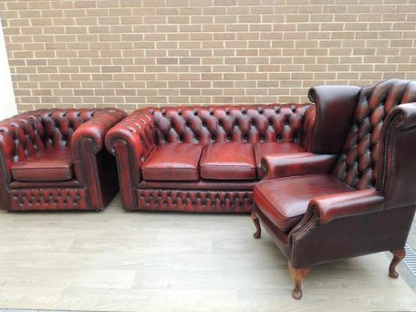 Image 2 of Vintage Chesterfield 3 piece Suite (UK Delivery)