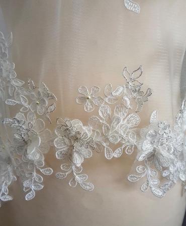 Image 4 of Bridal Lace cover up with cap sleeves and button back