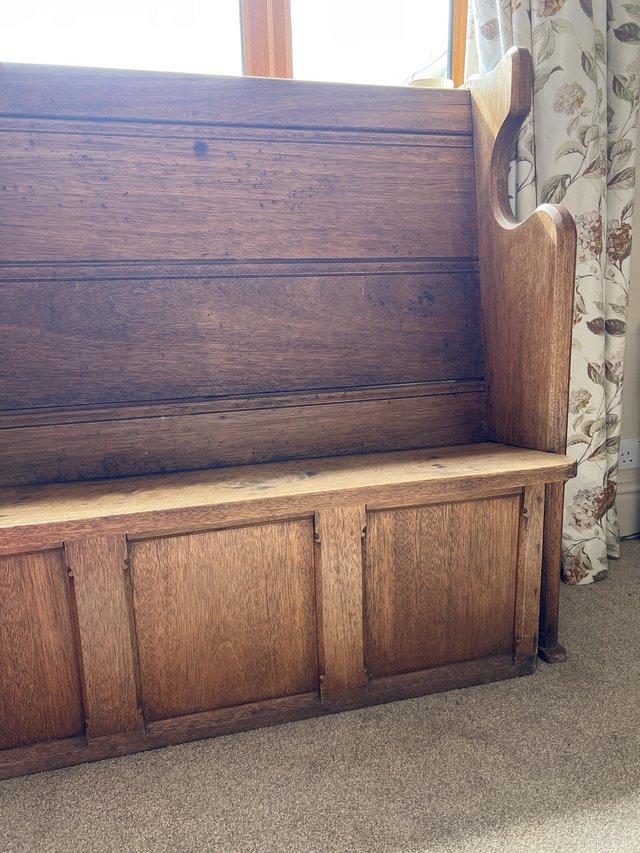 Preview of the first image of Antique solid oak church pew.