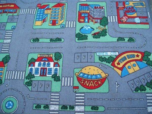 Image 2 of Children's Play Mat - Town City Car Roads Rug.