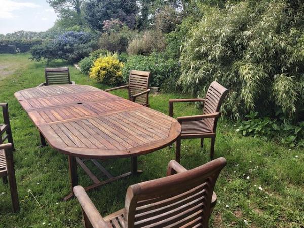 Image 1 of Teak extending table and 6 chairs