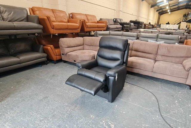 Image 14 of La-z-boy Tulsa black leather rise and lift recliner armchair