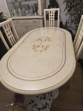 Image 3 of Italian Ivory Dining Table & 4 Chairs