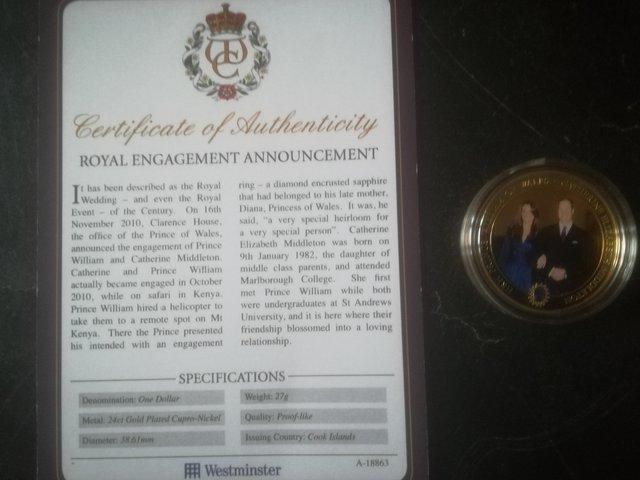 Preview of the first image of Gold platedHRH Royal wedding coin.