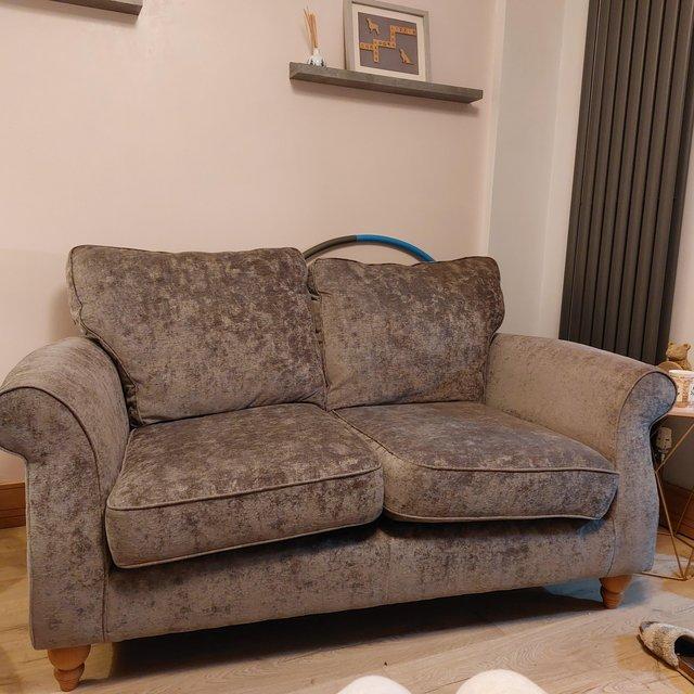 Preview of the first image of Next Ashford 2seater dark grey velvet sofa.
