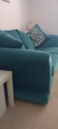Image 2 of Green sofa DFS make.  Washable covers