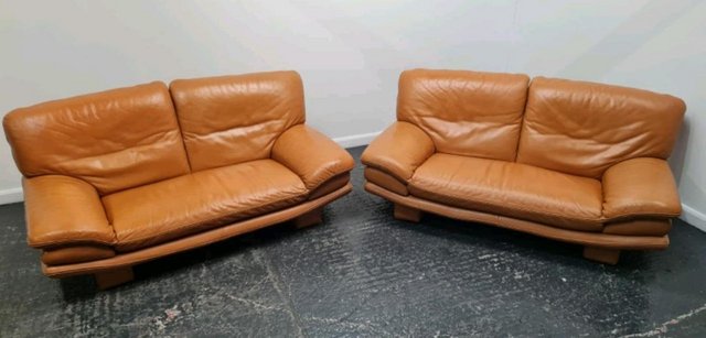 Image 2 of Pair Roche Bobois Leather Sofas