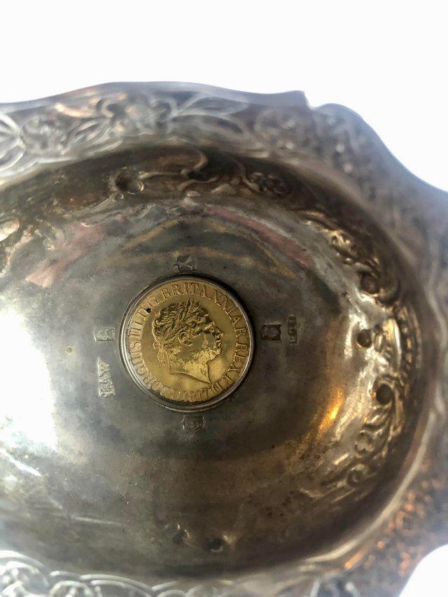 Preview of the first image of Rare George III Gold medal set in silver punch ladle.