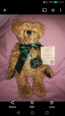 Image 1 of 100 years celibrating of Herman teddy bear 15.5 inches tall