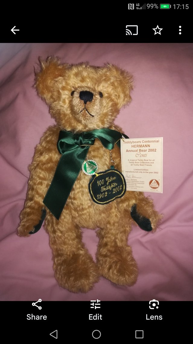 Preview of the first image of 100 years celibrating of Herman teddy bear 15.5 inches tall.