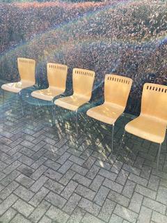 Preview of the first image of REDUCED PRICE FOR SALE-5-LIGHT BROWN CHAIRS MODERN STYLE.