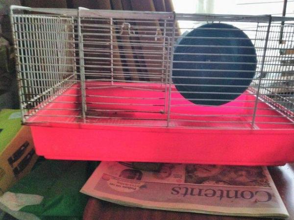 Image 1 of Hamster cage with wheel. Only single small hamsters or Mice.