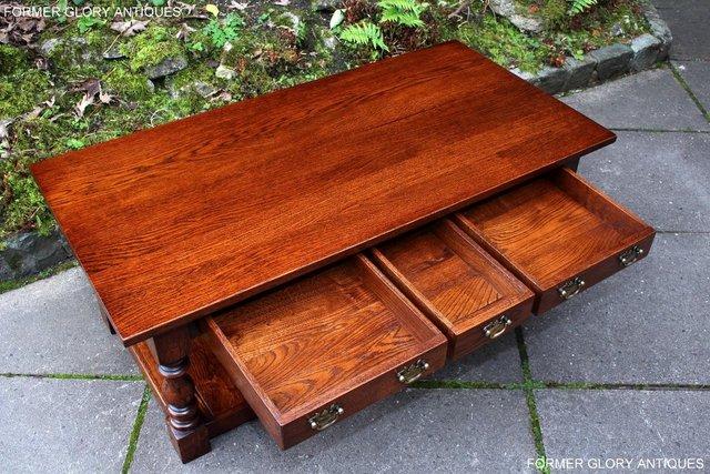 Image 69 of TAYLOR & Co STRESSED OAK THREE DRAWER POTBOARD COFFEE TABLE