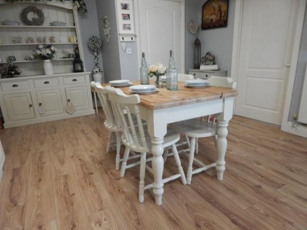 Image 3 of Vintage Pine Kitchen / Dining table & 4 chairs
