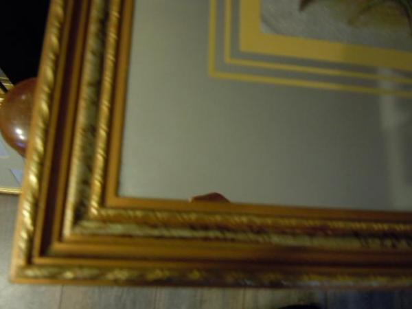 Image 3 of Otter Mirror Gold Ornate Frame 13.75 x 17.75 Inches