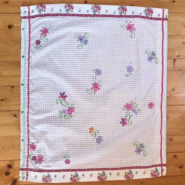 Preview of the first image of Pretty fabric panel, pinks/greens/roses/spots/embroidery..