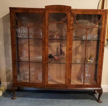 Image 1 of Antique, glass fronted china cabinet