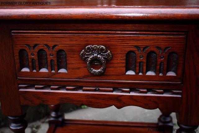 Image 67 of AN OLD CHARM TUDOR BROWN CARVED OAK BEDSIDE PHONE LAMP TABLE