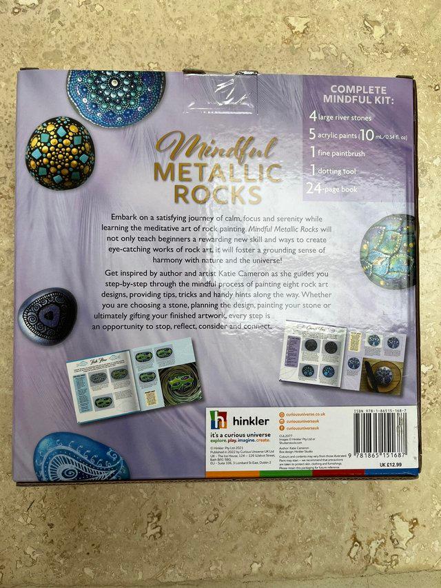 Preview of the first image of Mindful Metallic rocks painting kit.