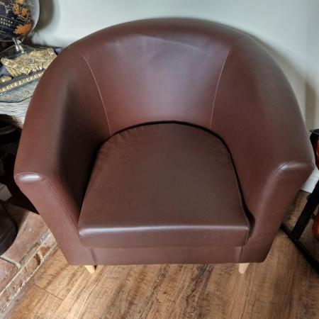 Image 2 of Argos Faux Leather Bucket Chair