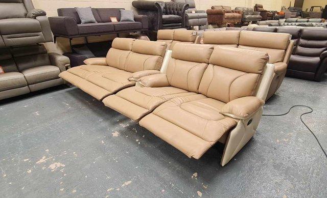 Image 11 of La-z-boy Raleigh cream leather 3+2 seater sofas